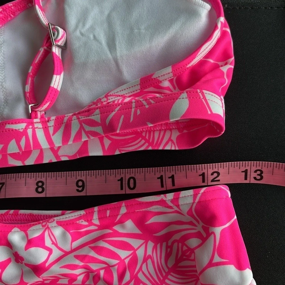 Kanu Surf UPF 50+ Fiona 2 piece adjustable strap,removable pads neon pink floral